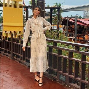 Light Cream Floral Dress with Slip